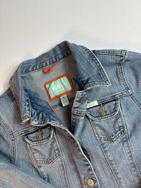 Hollister Co Y2K Vintage Denim Trucker Jacket Rainbow Tag Size Large